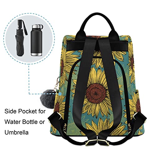 Fustylead Hand Drawn Sunflowers Women Fashion Backpack Purse Travel Ladies College Shoulder Bags