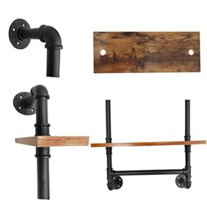 Industrial Pipe Shelving,Iron Pipe Shelves Industrial Bathroom Shelves with Towel bar,20 in Rustic Metal Pipe Floating Shelves Pipe Wall Shelf,2 Tier Industrial Shelf Wall Mounted