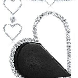 Henoyso Cute Mini Heart Shape Women Evening Clutch Bag Rhinestone Choker Necklace Heart Earrings for Valentine's Day Gift (Black)