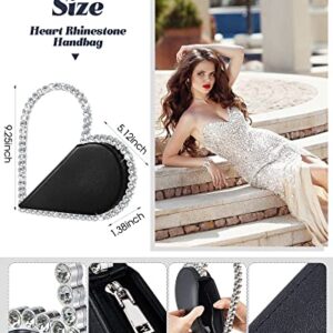 Henoyso Cute Mini Heart Shape Women Evening Clutch Bag Rhinestone Choker Necklace Heart Earrings for Valentine's Day Gift (Black)