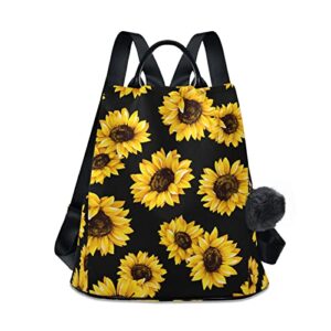 fustylead sunflower women backpack purse anti-theft lightweight shoulder bag