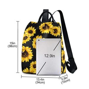 Fustylead Sunflower Women Backpack Purse Anti-theft Lightweight Shoulder Bag