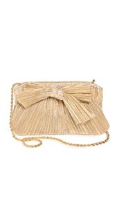 loeffler randall women’s rochelle pleated frame clutch w/bow, gold, one size