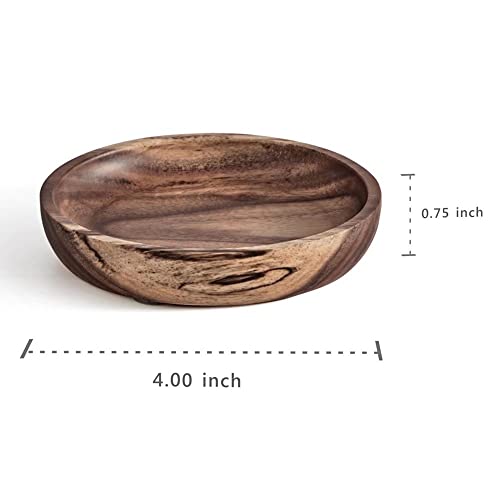 Teenhi Wooden Coasters for Drinks - Natural Acacia Wood Drink Coaster Set for Drinking Glasses, Tabletop Protection for Any Table Type, Set of 4 - Dia 4 x 0.75 Inches