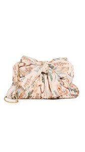 loeffler randall women’s rayne pleated frame clutch with bow, cream botanical floral, one size