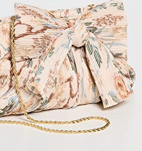 Loeffler Randall Women's Rayne Pleated Frame Clutch with Bow, Cream Botanical Floral, One Size