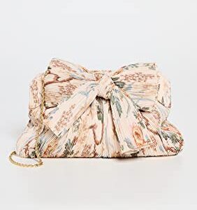 Loeffler Randall Women's Rayne Pleated Frame Clutch with Bow, Cream Botanical Floral, One Size