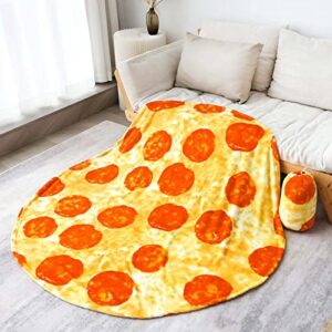 Bnuitland Pizza Funny Blanket,290 GSM Double Sided Giant Funny Realistic Food Blanket, Novelty Funny Blanket for Adults and Kids, Super Soft Flannel Throw