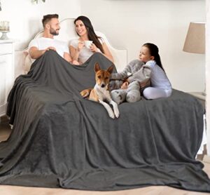 oversized king blanket 120×120 – extra large blanket – biggest blanket in the world – 10×10 family blanket – super cozy fleece throw – huge blanket for bed – biggest gift of 2023 (dark gray)