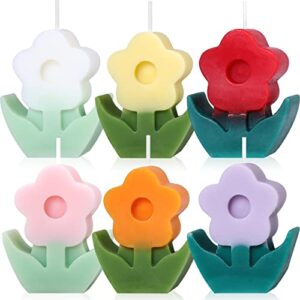tailpa 6 pcs flower shaped candles,soy wax scented candle,delicate decorative candle for home decor,aesthetic candles flower candle,cute candles for table table photo prop birthday gift (6 colors)