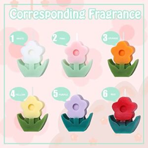 Tailpa 6 Pcs Flower Shaped Candles,Soy Wax Scented Candle,Delicate Decorative Candle for Home Decor,Aesthetic Candles Flower Candle,Cute Candles for Table Table Photo Prop Birthday Gift (6 Colors)