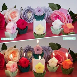 Tailpa 6 Pcs Flower Shaped Candles,Soy Wax Scented Candle,Delicate Decorative Candle for Home Decor,Aesthetic Candles Flower Candle,Cute Candles for Table Table Photo Prop Birthday Gift (6 Colors)