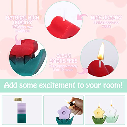 Tailpa 6 Pcs Flower Shaped Candles,Soy Wax Scented Candle,Delicate Decorative Candle for Home Decor,Aesthetic Candles Flower Candle,Cute Candles for Table Table Photo Prop Birthday Gift (6 Colors)