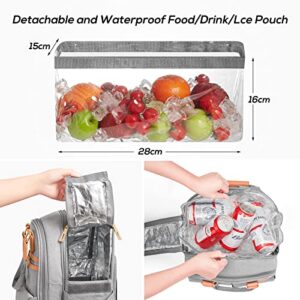 DHAEE Picnic Backpack Bag for 4 Person with Cooler Compartment and Wine Holder,Fleece Blanket,Cutlery Set,for Camping,Beach,Day Travel,Hiking,BBQ and Family/Couples Gifts,Accessories,Supplies(Gray)