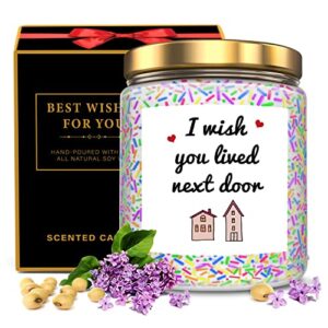 gifts for women,best friends-i wish you lived next door candles gifts,friendship birthday gift for sister mom coworker classmate-going away gifts for friends moving gifts for women