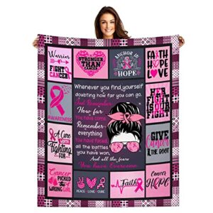 Pesine Cancer Awareness Blanket for Women Healing Survivor Gifts Get Well Throw Blankets Flannel 50X60in Multicolor