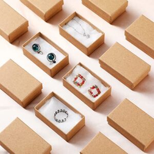 200 Pcs Cardboard Jewelry Gift Boxes with Lids, 2 5/8 x 1 5/8 x 1 Inch Bulk Small Kraft Jewelry Gift Box Cotton Filled Jewelry Gift Boxes for Necklace Earring Ring Bracelet Jewelry Store Display