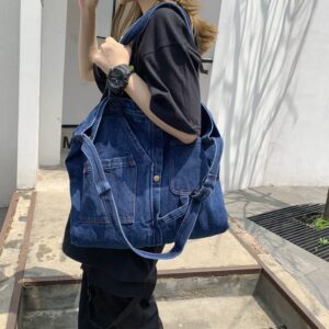 JBB Denim Shoulder Bag Casual Retro Handbag Women Travel Crossbody Bag lightweight