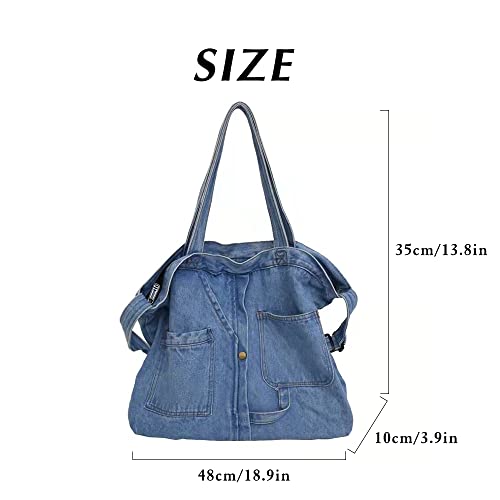 JBB Denim Shoulder Bag Casual Retro Handbag Women Travel Crossbody Bag lightweight