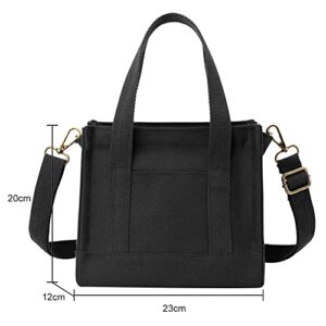 Mini Tote Bag Canvas Handbag Tote Purse with Zipper Women Canvas Crossbody Bag Purse Top Handle Satchel Handbag Purse