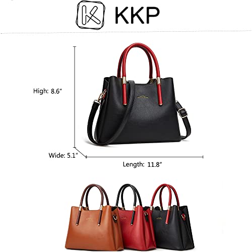 KKP Women's purses and handbags Single shoulder crossbody bag Fashion Tote Top Handle Satchel-Black