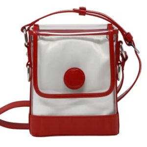 Clear Small Satchel Red Holographic Leather Trim with Removable Interchangeable Liner