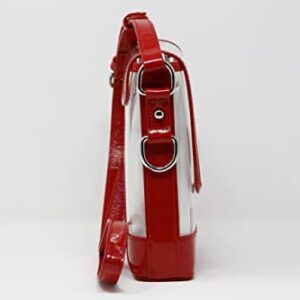 Clear Small Satchel Red Holographic Leather Trim with Removable Interchangeable Liner