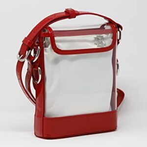 Clear Small Satchel Red Holographic Leather Trim with Removable Interchangeable Liner