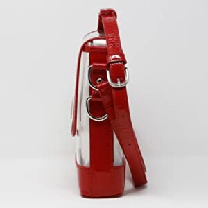 Clear Small Satchel Red Holographic Leather Trim with Removable Interchangeable Liner