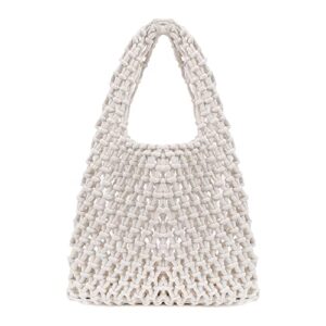 naimo straw beach bag large woven rattan shoulder bag fishing net handbag cotton rope tote summer crochet hobo bag