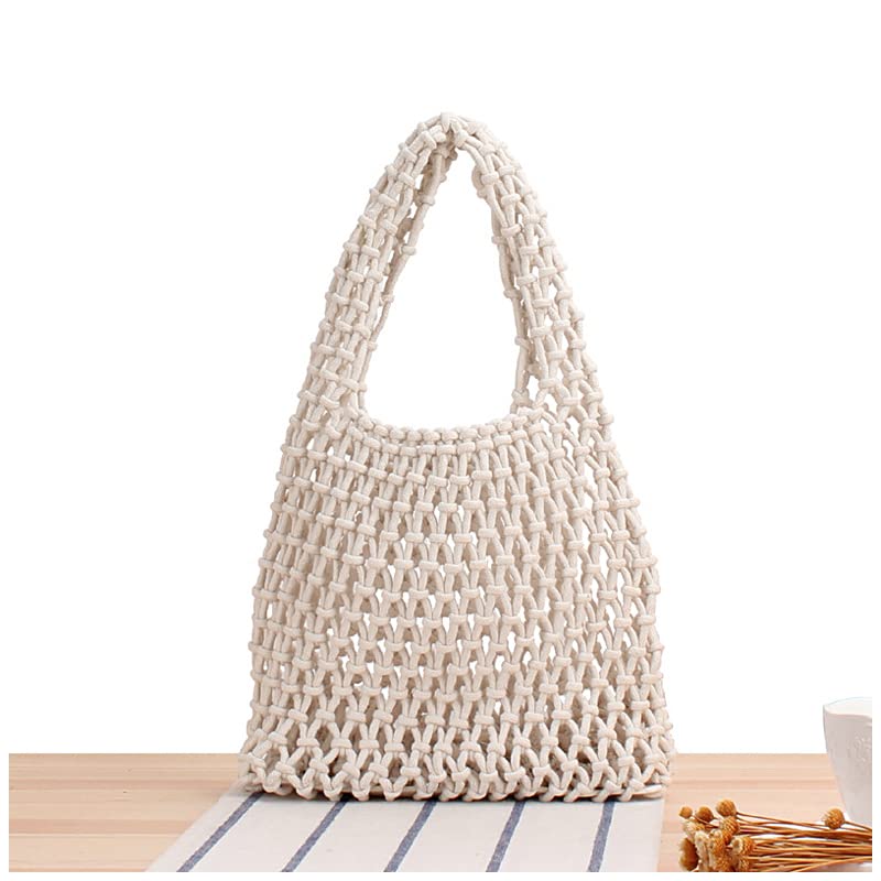 Naimo Straw Beach Bag Large Woven Rattan Shoulder Bag Fishing Net Handbag Cotton Rope Tote Summer Crochet Hobo Bag