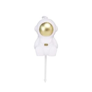 astronaut shaped birthday candle, outer space themed birthday candles, spaceman candle cake decoration (gold)