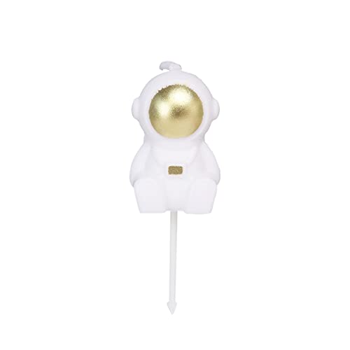 Astronaut Shaped Birthday Candle, Outer Space Themed Birthday Candles, Spaceman Candle Cake Decoration (Gold)