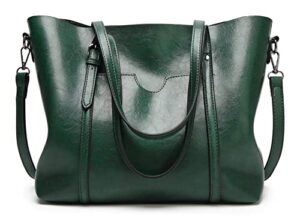 purses and handbags for women vegan pu leather tote purse top handle satchel vintage crossbody shoulder bag (green)