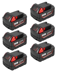aoasur 6-pack 6.0ah 18v battery replacement for milwaukee m – 18 battery