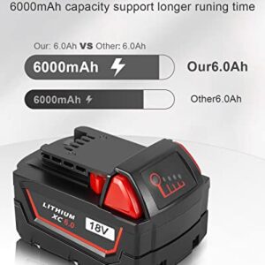 Aoasur 6-Pack 6.0Ah 18V Battery Replacement for Milwaukee M - 18 Battery