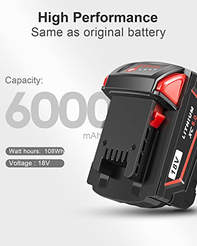 Aoasur 6-Pack 6.0Ah 18V Battery Replacement for Milwaukee M - 18 Battery