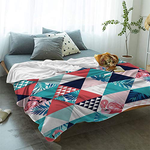 Flannel Fleece Microfiber Throw Blanket Summer Tropical Palm Tree Flamingo Triangular Lattice Soft Warm Fuzzy Lightweight Bed Blankets for Couch Bedroom Living Room 50x80 Inch