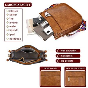 HKCLUF Crossbody Bag Women Wallet Set Vegan Leather Hobo Purse With 2PCS Adjustable Guitar Leopard Strap Crossbody Handbag(Brown)