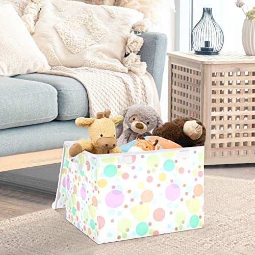 Kigai Colorful Polka Dot Storage Baskets for Shelves Foldable Closet Basket Storage Bins with Lid for Clothes Home Office Toys Organizers