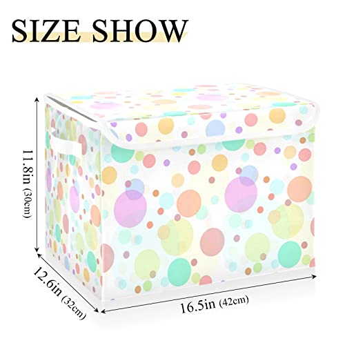 Kigai Colorful Polka Dot Storage Baskets for Shelves Foldable Closet Basket Storage Bins with Lid for Clothes Home Office Toys Organizers