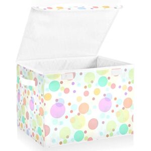 Kigai Colorful Polka Dot Storage Baskets for Shelves Foldable Closet Basket Storage Bins with Lid for Clothes Home Office Toys Organizers