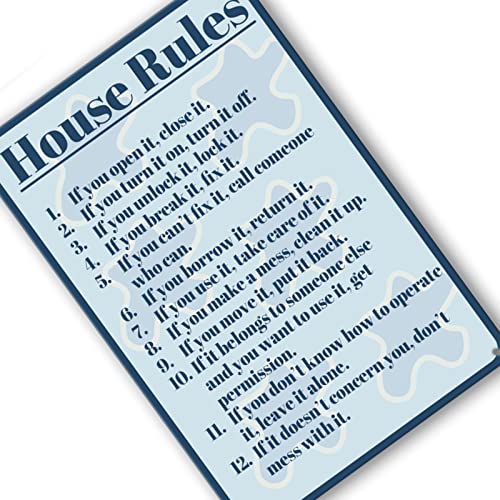 House Rules Sign Bar Rules Funny Metal Tin Sign, House Rules Wall Decor Wall Signs Family Rule Plaque Sign Funny Kitchen Wall Decor