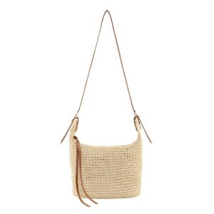 ayliss women straw handbag purse small summer beach handmade crossbody shoulder tote handbag handwoven beach straw bag (beige)