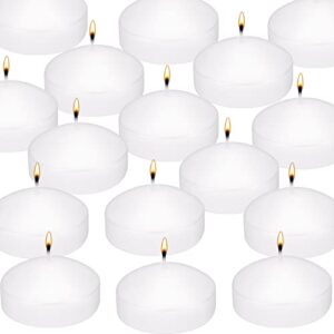 24 pack 3 inch floating candles for centerpieces, 3 inch long lasting small unscented white floating candle for wedding, birthday, holiday & home decoration
