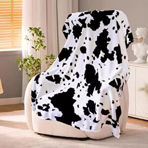cow print throw blanket light weight fleece blanket with cow print couch sofa for boys girls adults student (40×60 inch)