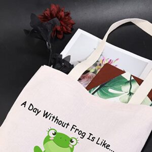 JNIAP Frog Tote Bag Frog Amphibian Lover Gift A Day Without Frog Is Like Just Kidding I Have No Idea Frog Themed Shoulder Bag (Frog Tote Bag)