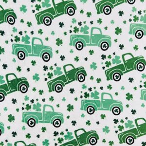 St. Patrick's Day Throw Blanket: Decorative Truck Full of Luck with Shamrock Clovers on Distressed Background Cozy Fuzzy Fleece Decorative Accent for Couch Sofa Chair Bed or Dorm (Irish Go Lucky)