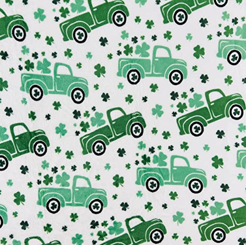 St. Patrick's Day Throw Blanket: Decorative Truck Full of Luck with Shamrock Clovers on Distressed Background Cozy Fuzzy Fleece Decorative Accent for Couch Sofa Chair Bed or Dorm (Irish Go Lucky)