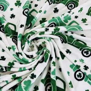 St. Patrick's Day Throw Blanket: Decorative Truck Full of Luck with Shamrock Clovers on Distressed Background Cozy Fuzzy Fleece Decorative Accent for Couch Sofa Chair Bed or Dorm (Irish Go Lucky)